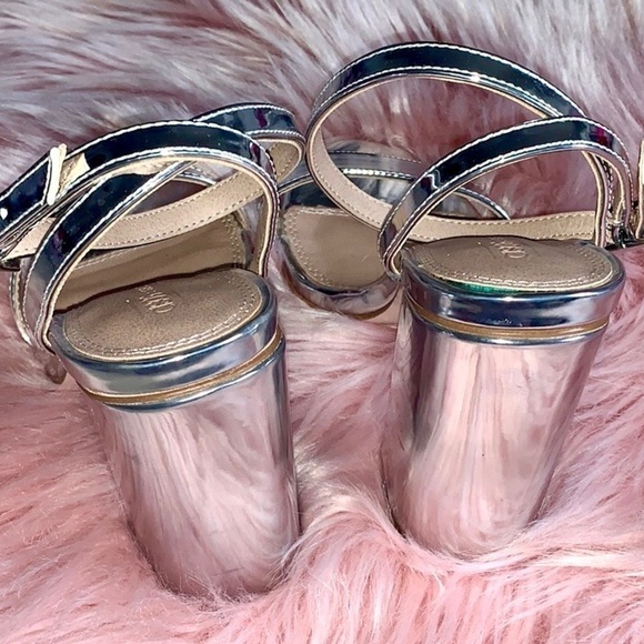 ASOS Hermione Silver Mirror Block Heel Sandals - Picture 8 of 11